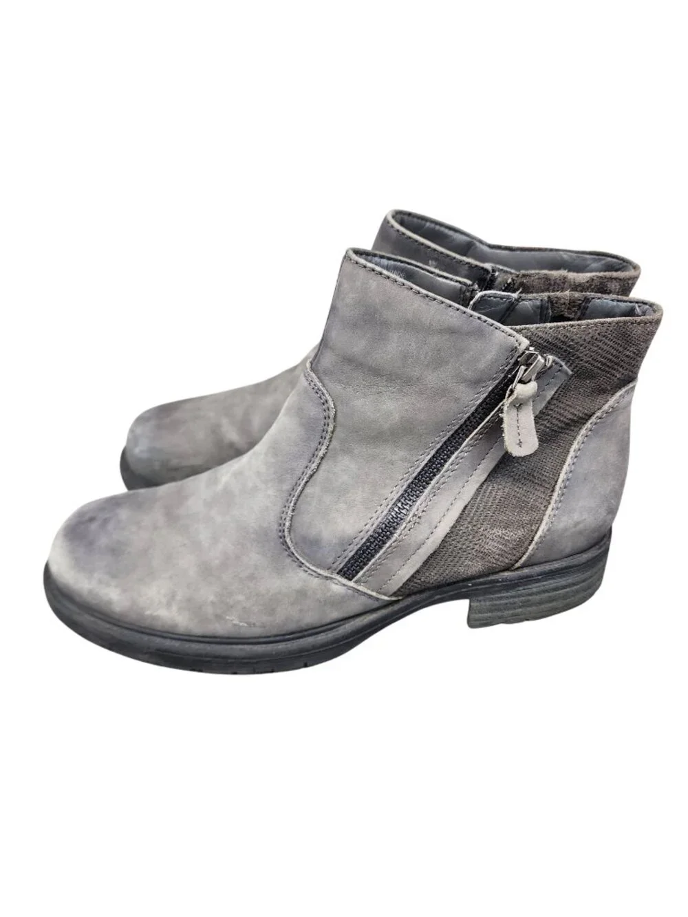 Earth Shoes Womens Size 9.5 Wide Jordan Gray Nubuck Side Zip Ankle Boots *Read*